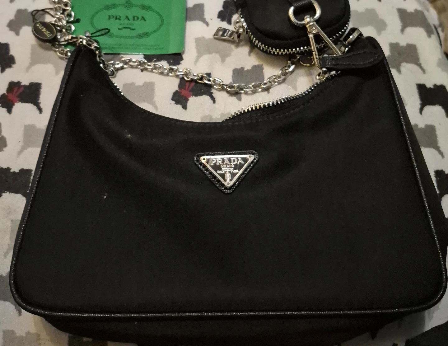 Prada Nylon Shoulder Bag with Coin Pouch