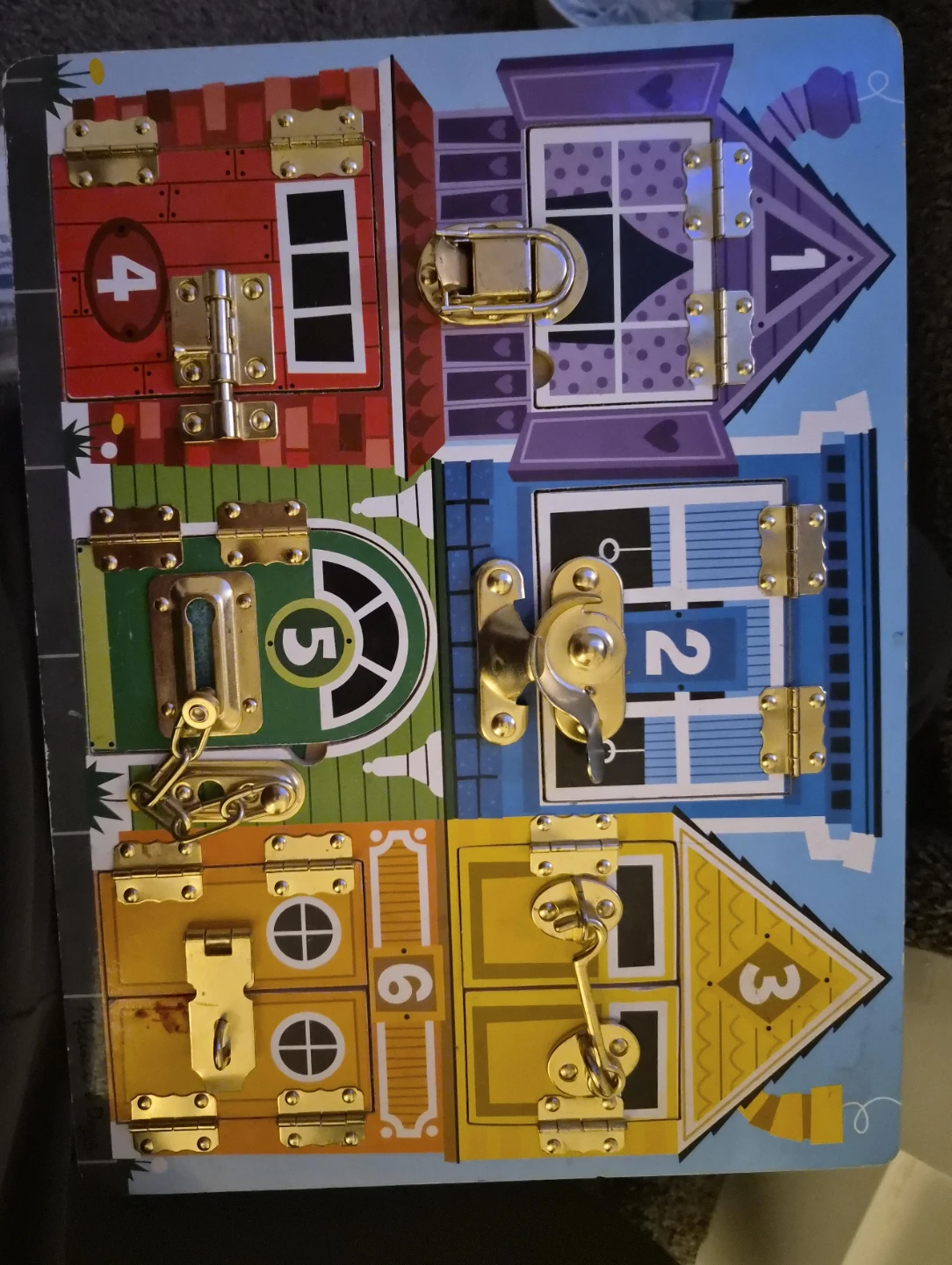 Wooden Activity Board with Locks and Numbers