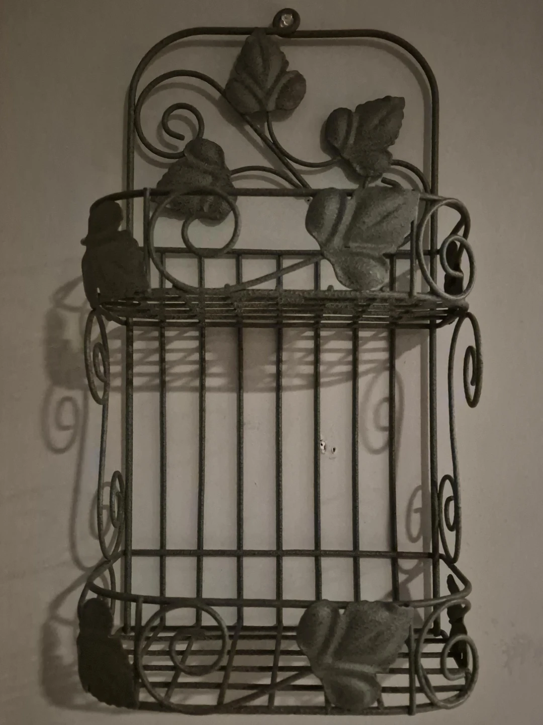 Decorative Metal Wall Shelf with Leaf Accents