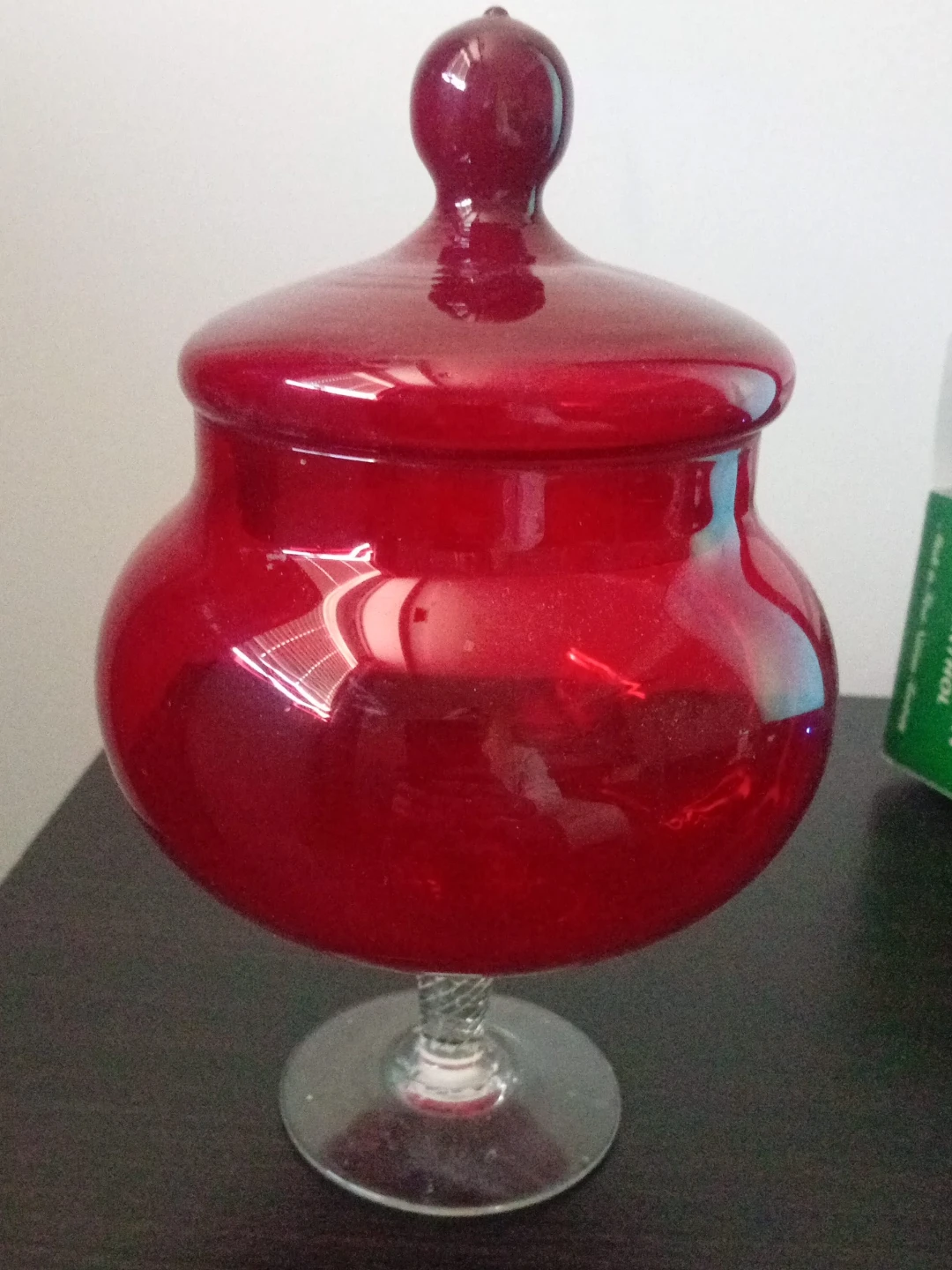 Red Glass Candy Jar with Lid