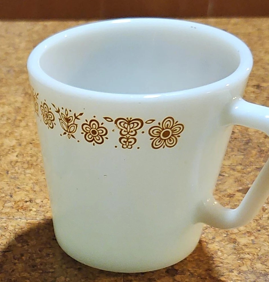Pyrex Milk Glass Mug with Floral Design