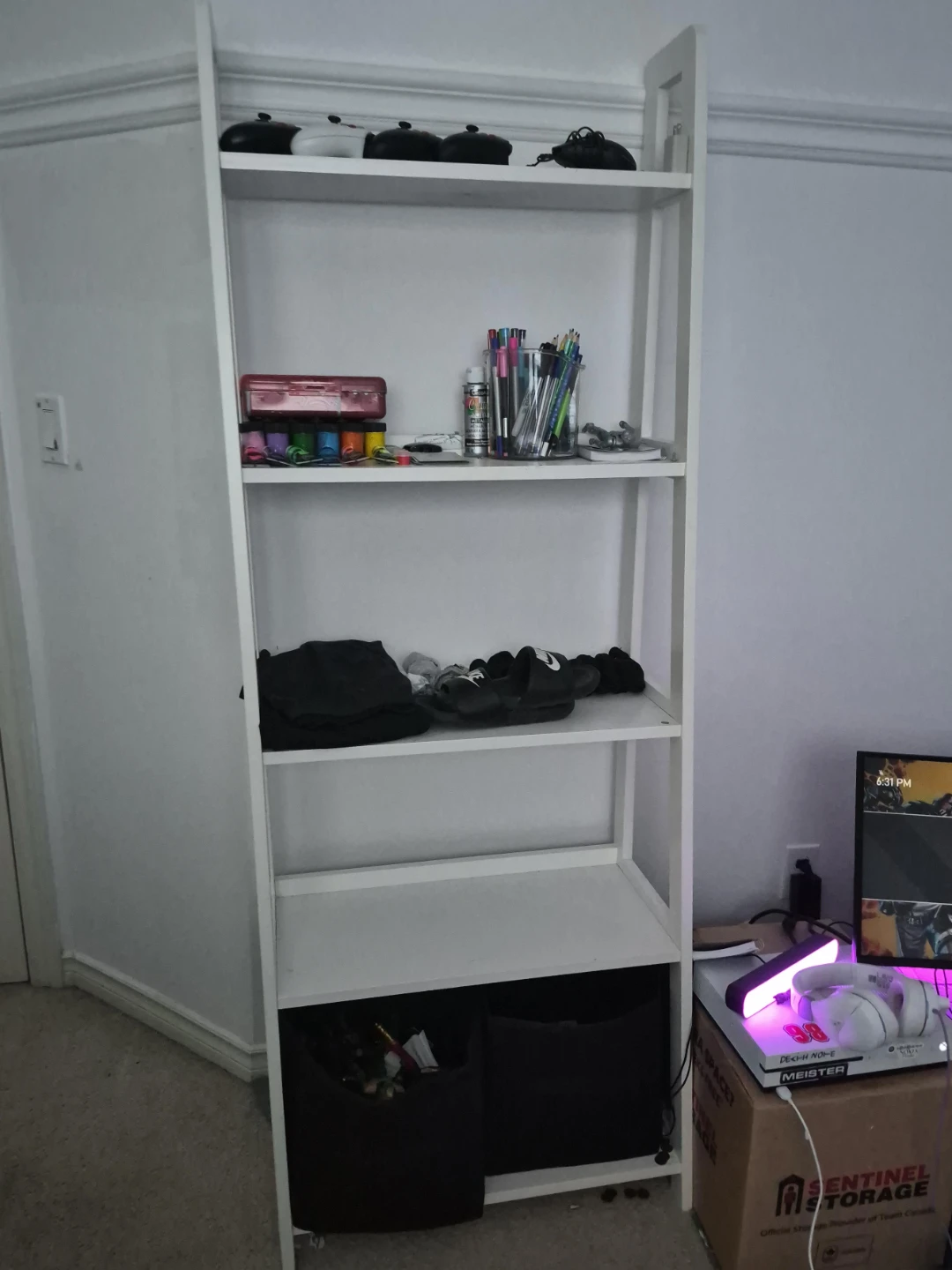 White Leaning Bookshelf