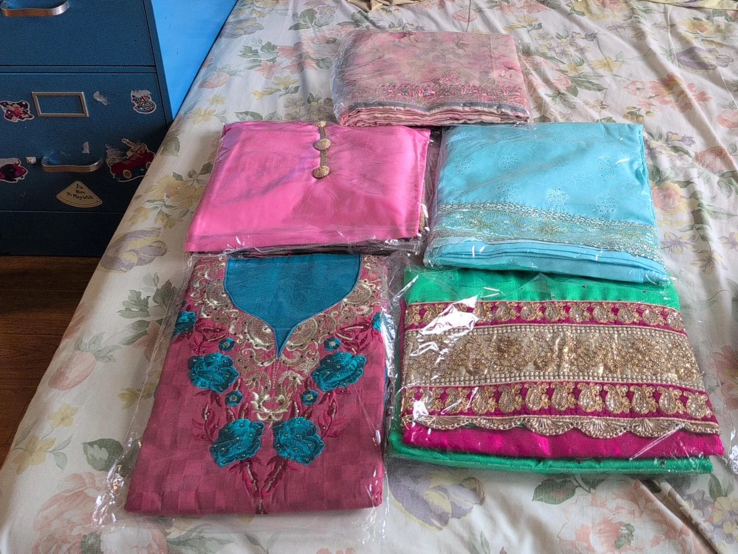 Set of 5 Unstitched Salwar Kameez Suit Materials $25 each