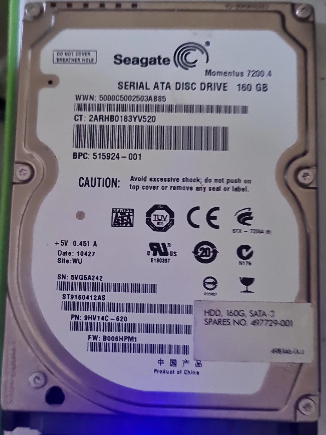 Seagate Momentus 7200.4 160GB SATA Hard Drive