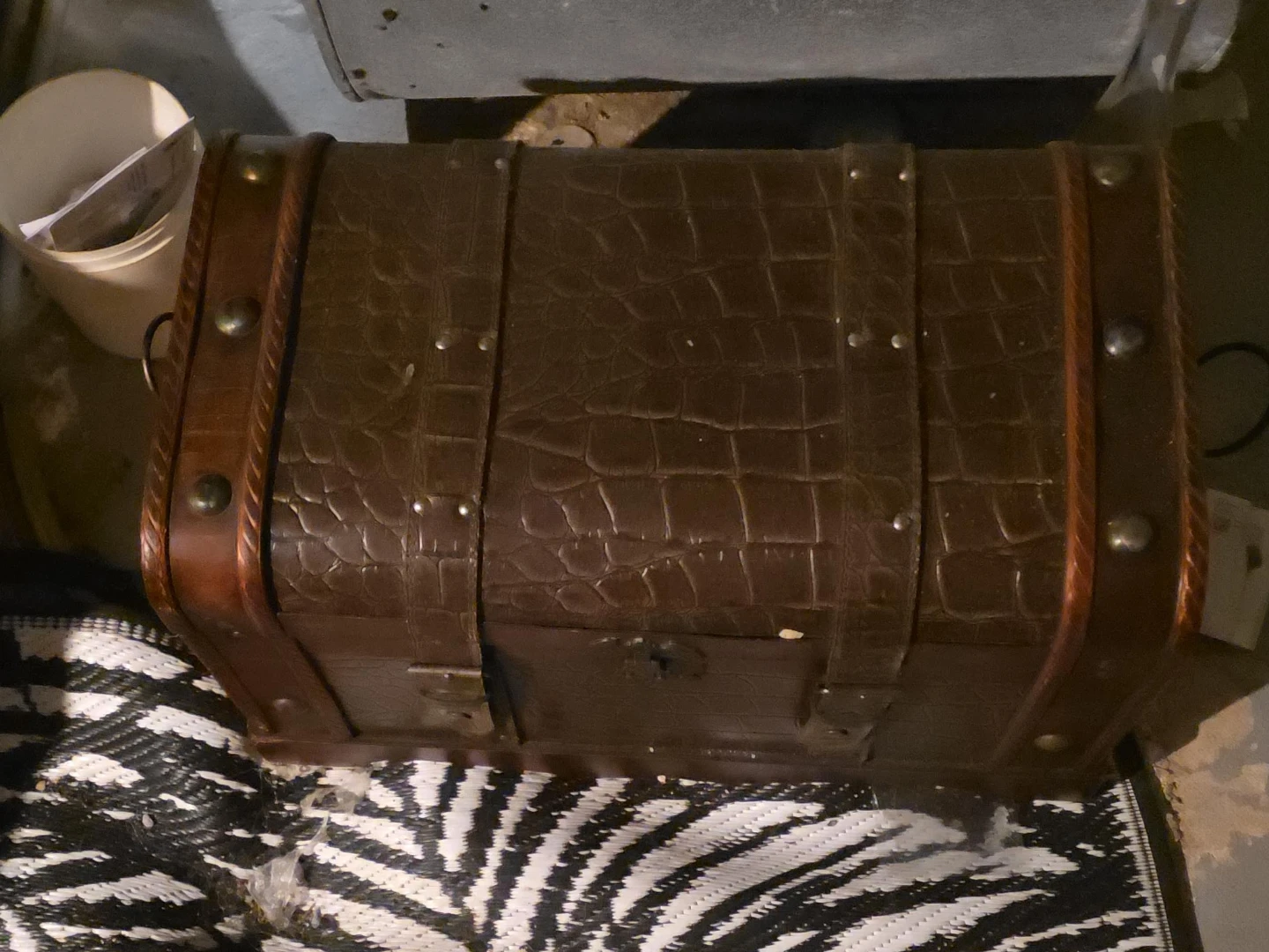 Vintage Brown Faux Crocodile Trunk Chest