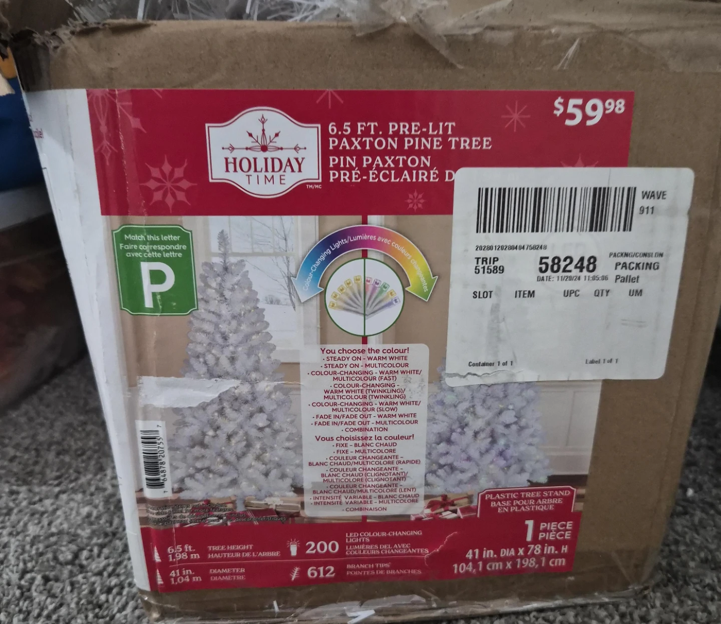 Holiday Time 6.5 ft Pre-Lit Paxton Pine Tree