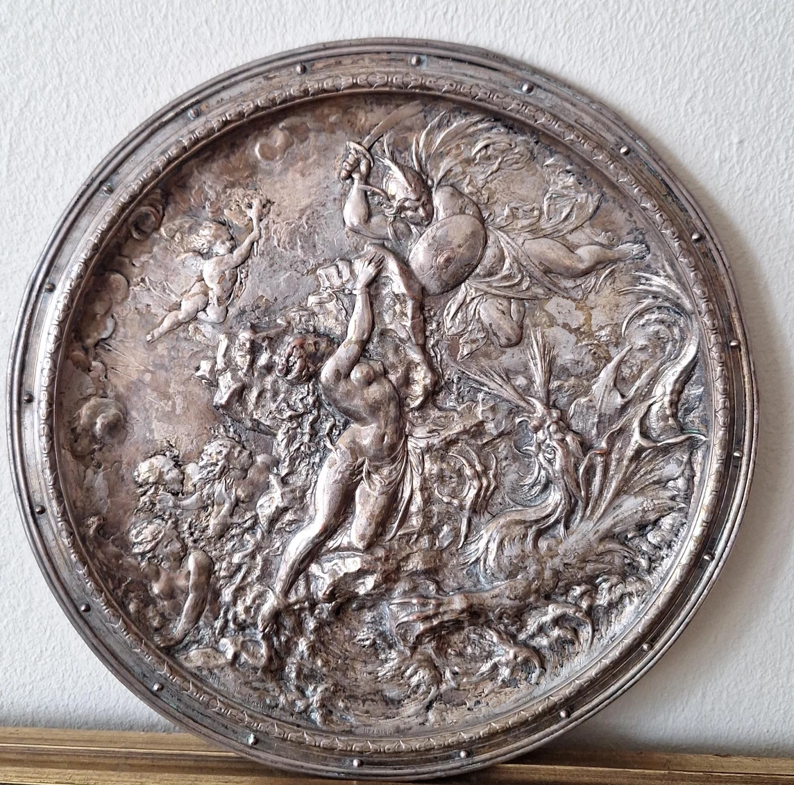 Antique Silver Relief Plaque