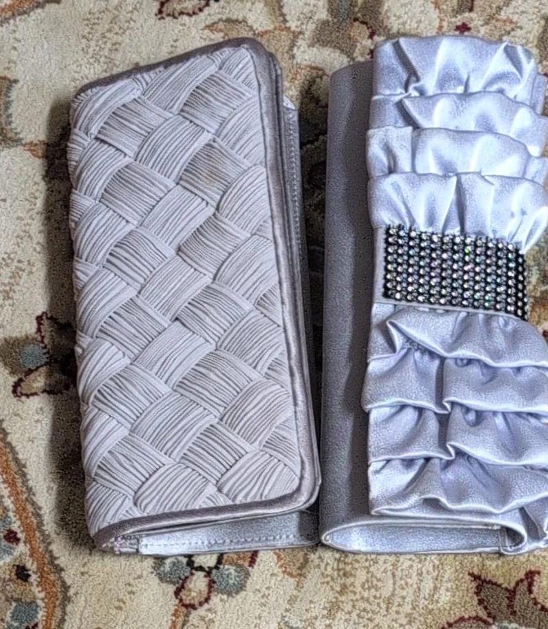 Silver Clutch and Wristlet Set