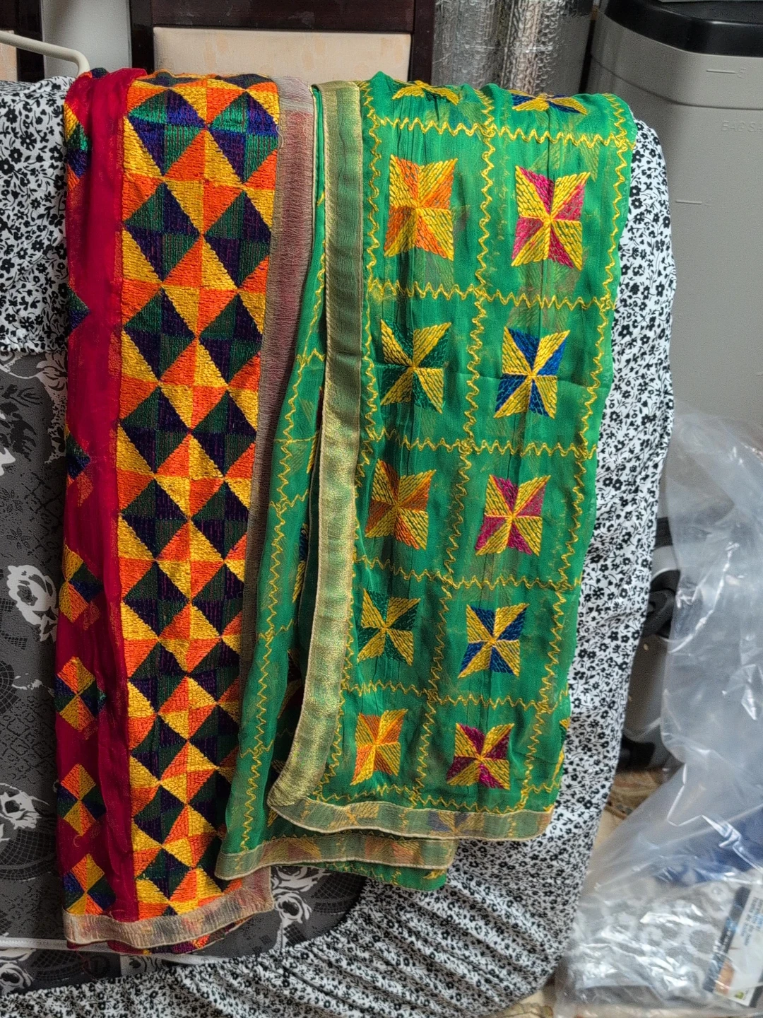 Embroidered Dupatta Shawl - Green