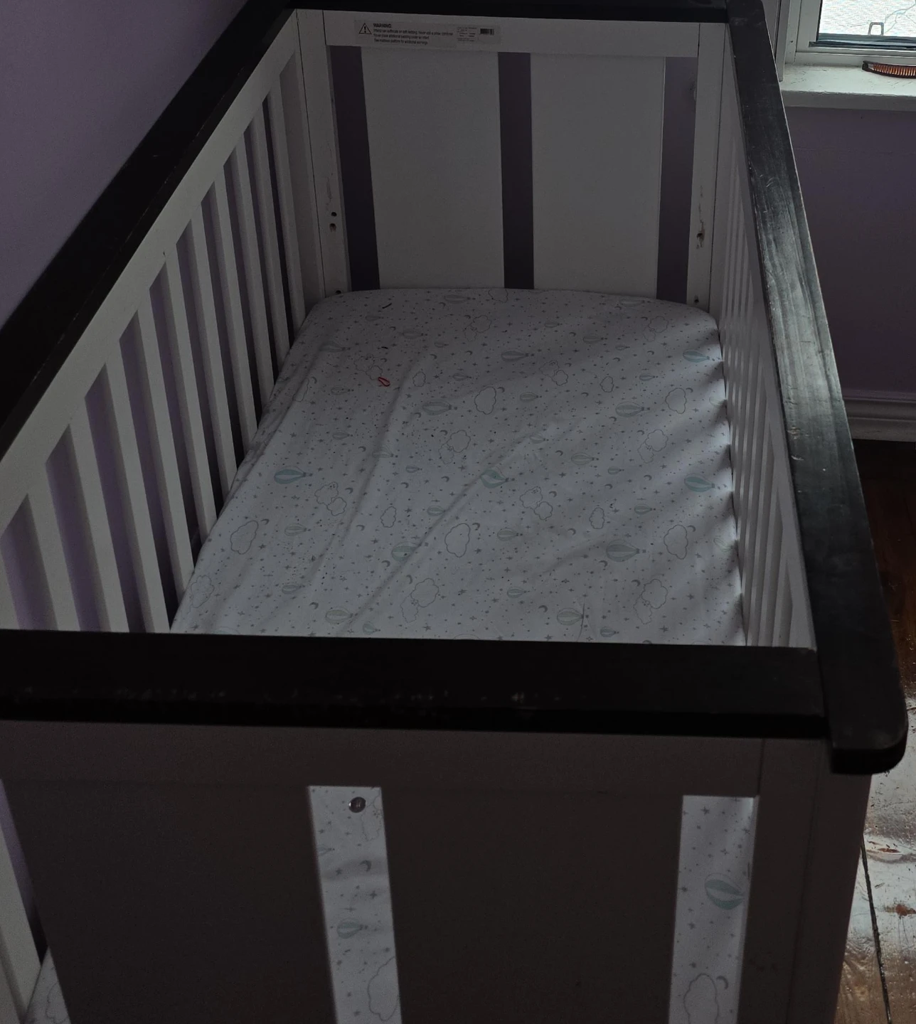 White and Dark Wood Baby Crib