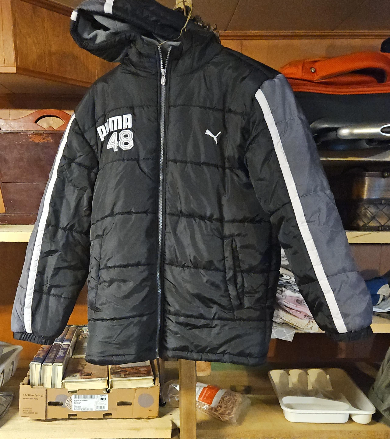 Puma Boys' Puffer Jacket - Black/Grey - Size XL