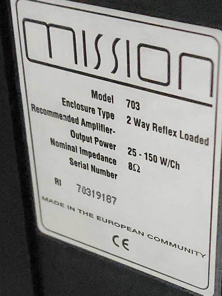 MISSION 703 2 Way Reflex Loaded Speakers