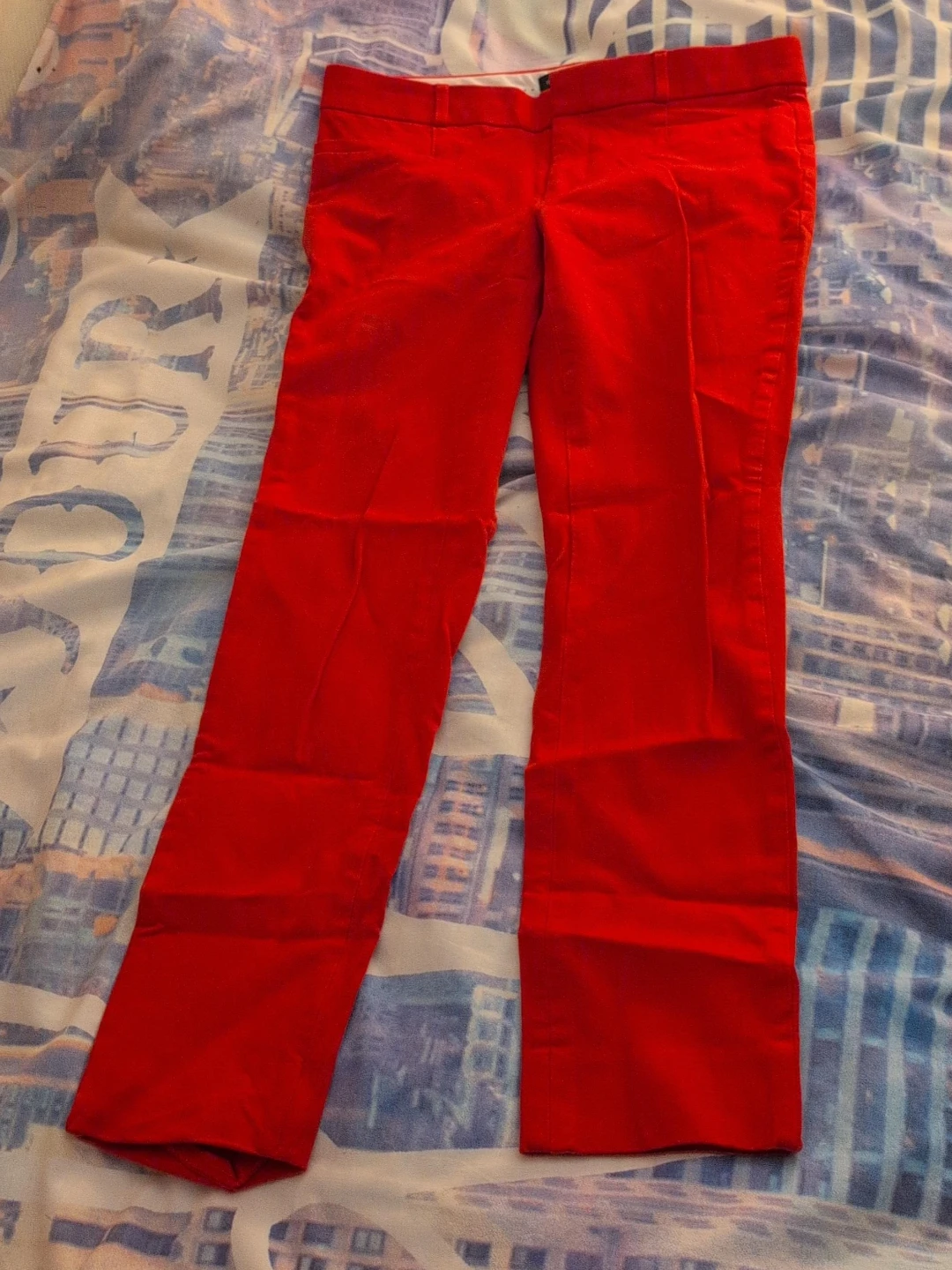 Red Straight Leg Dress Pants