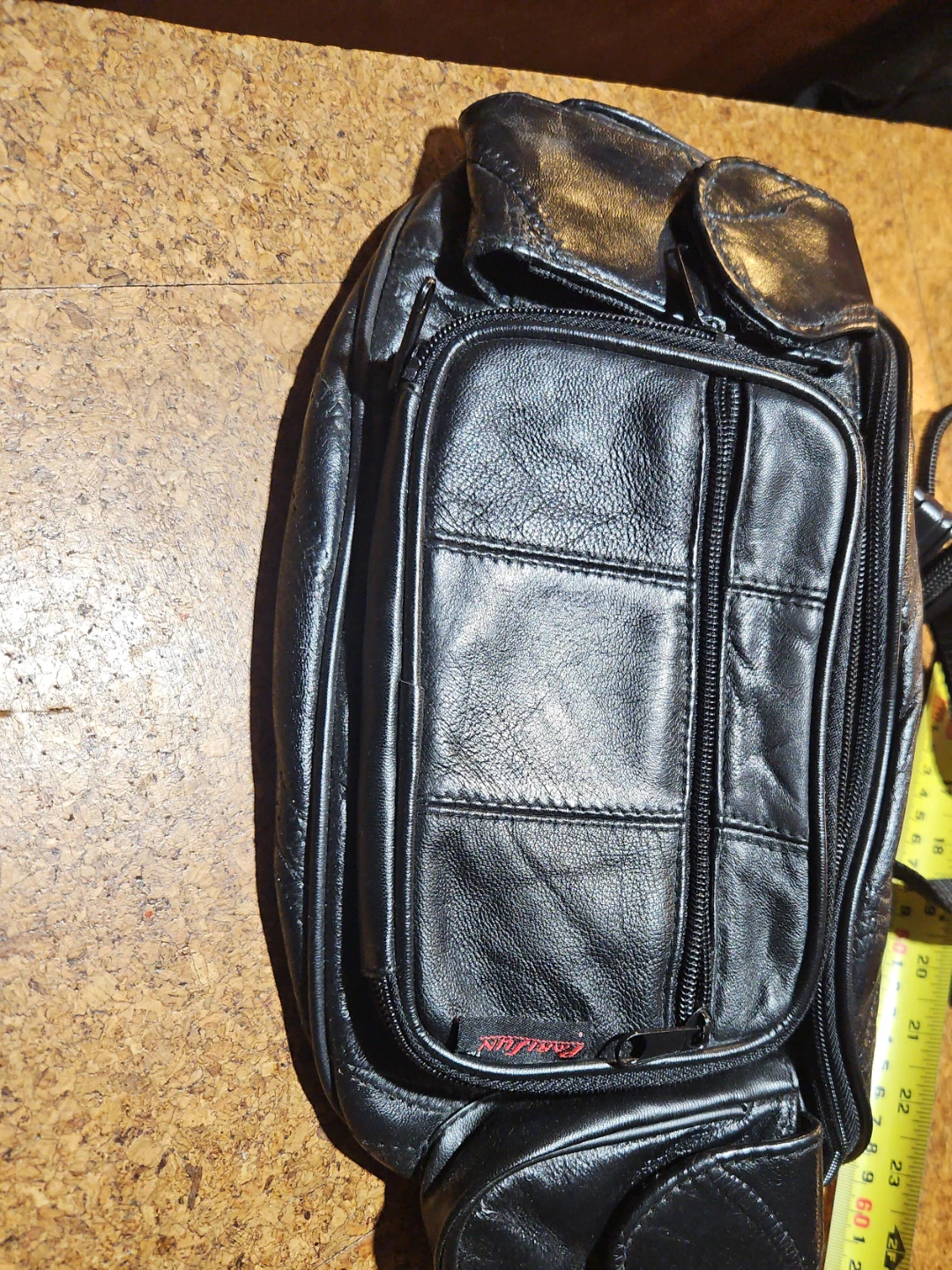 Farrimun Black Leather Fanny Pack Waist Bag