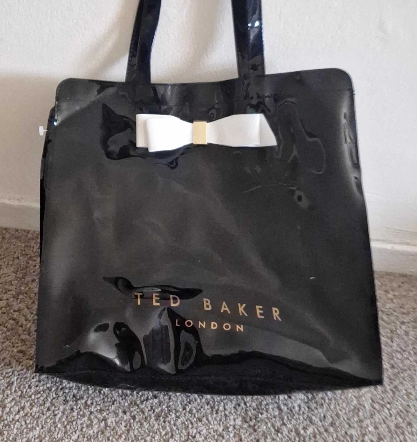 Ted Baker London Black Patent Tote Bag with Bow