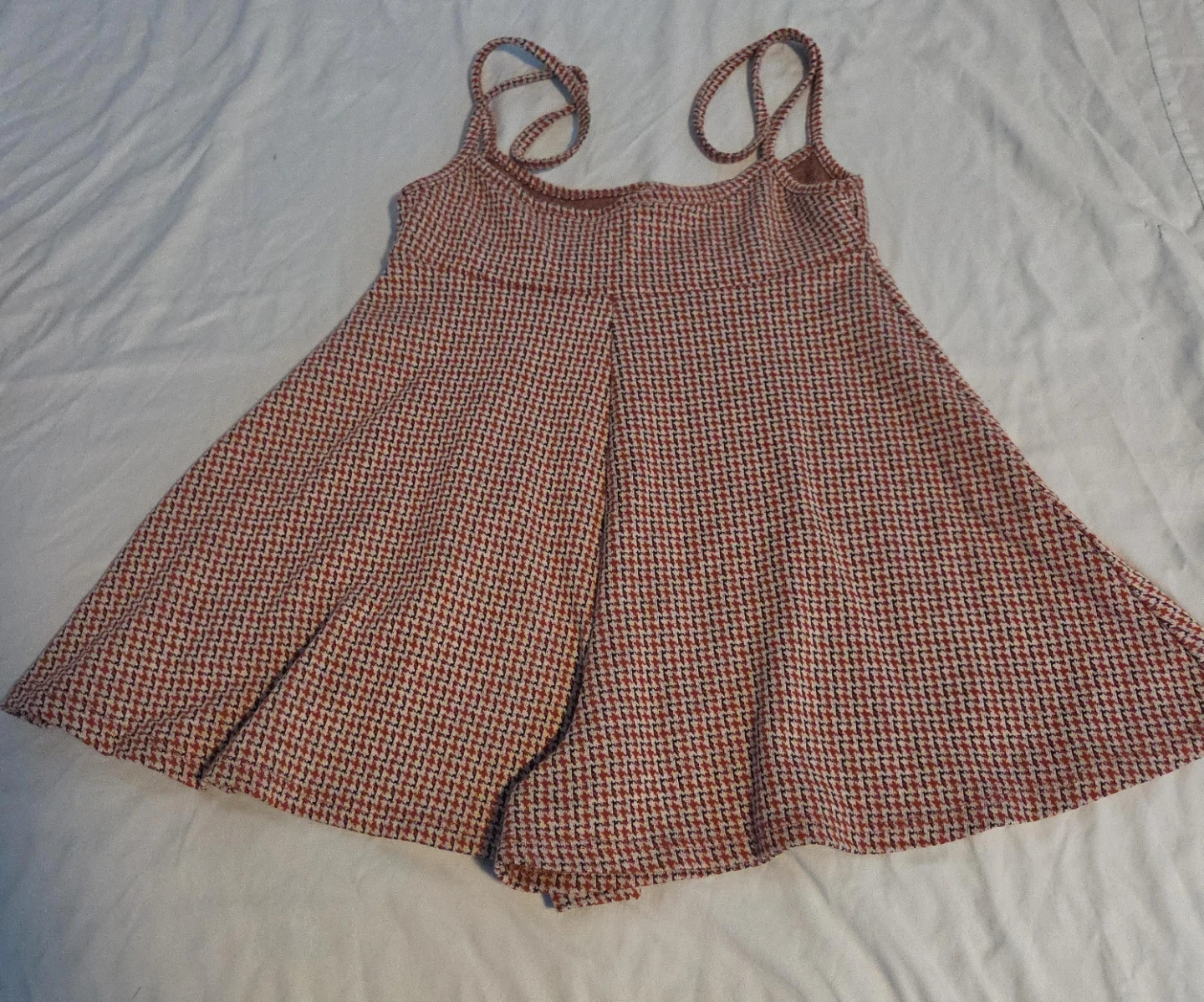 Red and White Houndstooth Fit and Flare Dress