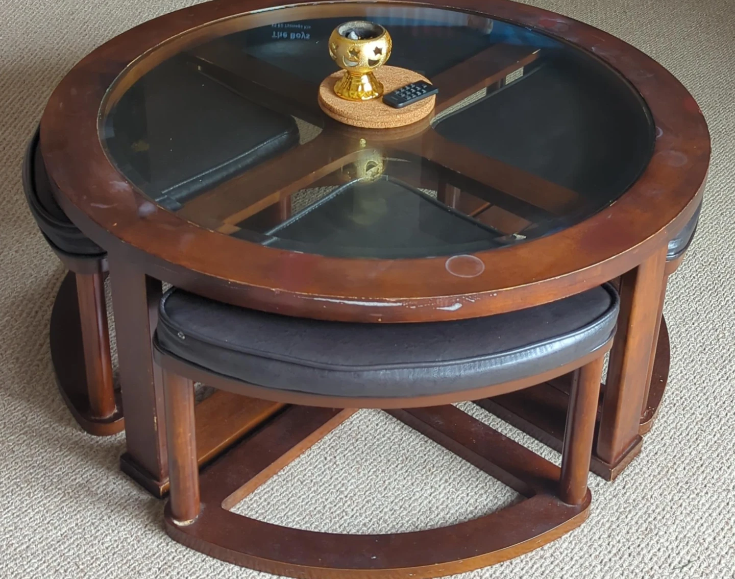 Round Coffee Table with Stools