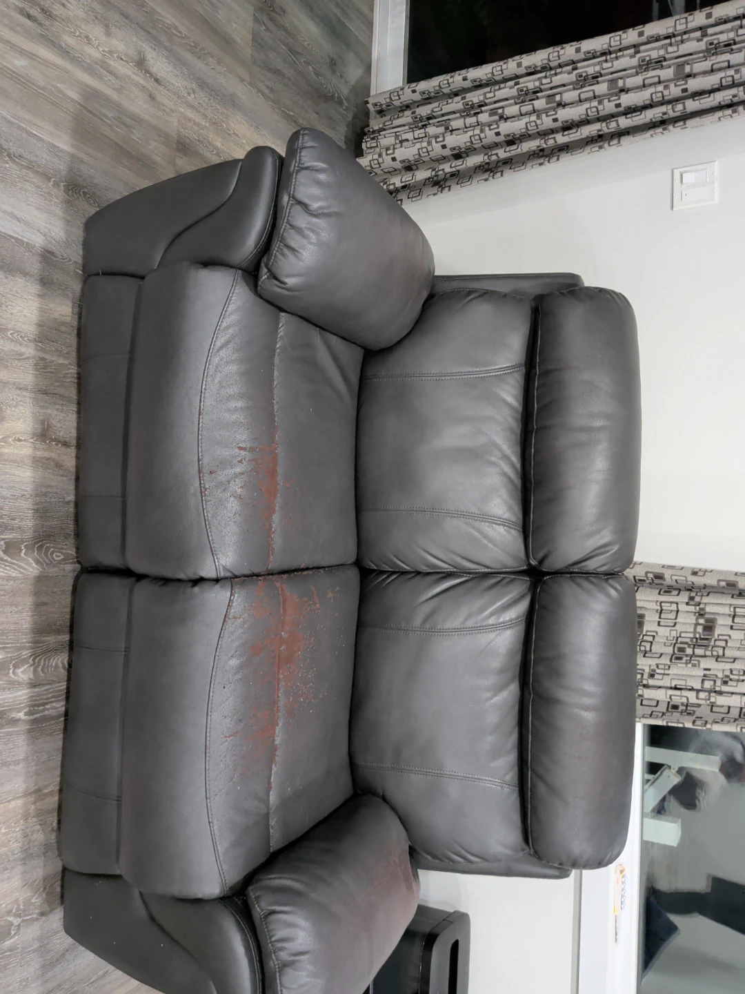 Dark Grey Leather Recliner Sofa