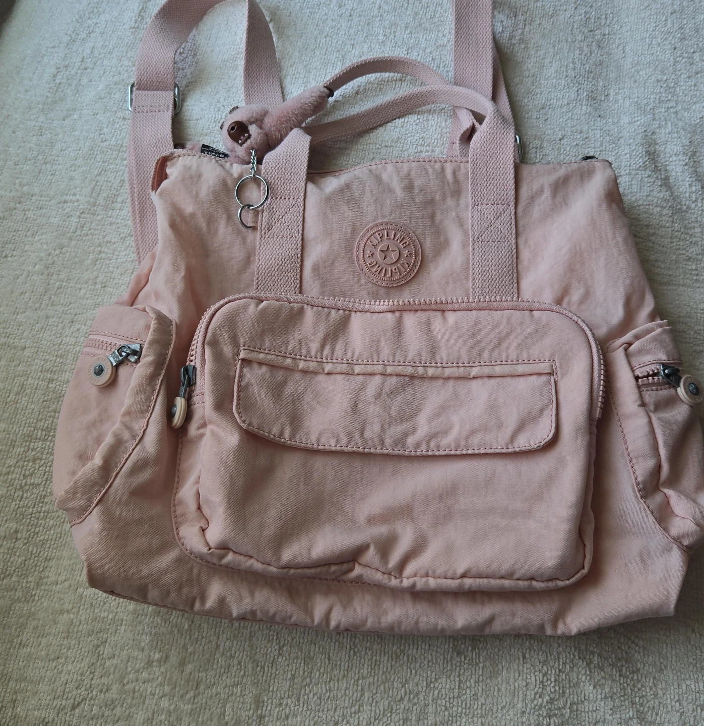 🌱Kipling Pink Nylon Backpack/Tote Bag