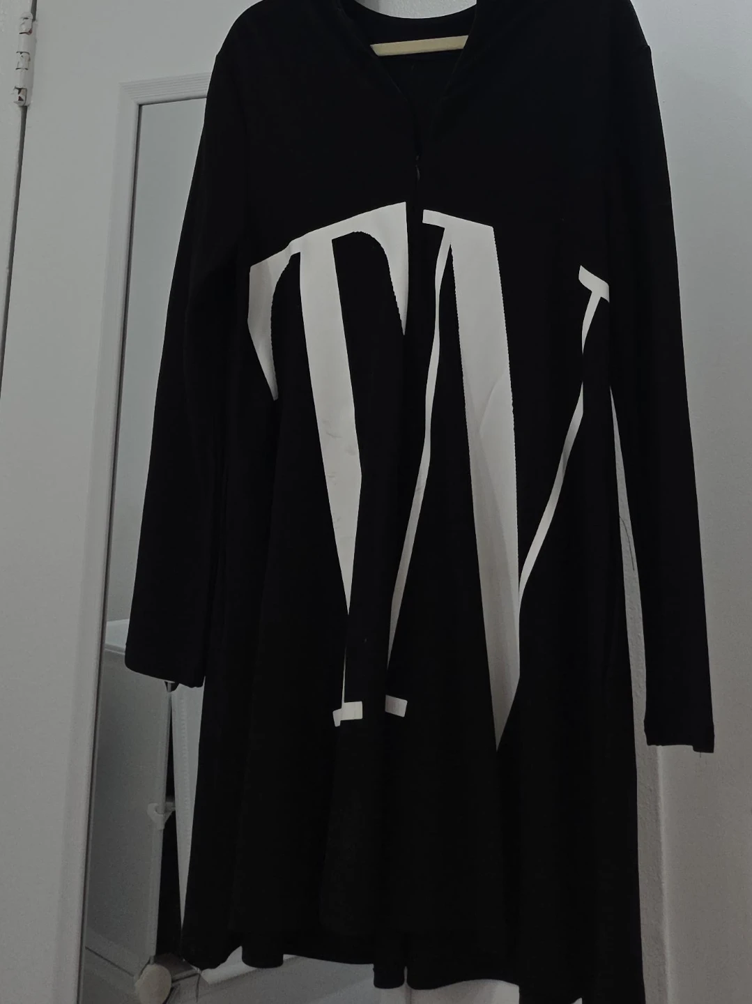 Black Long Sleeve Dress with White 'V' Logo
