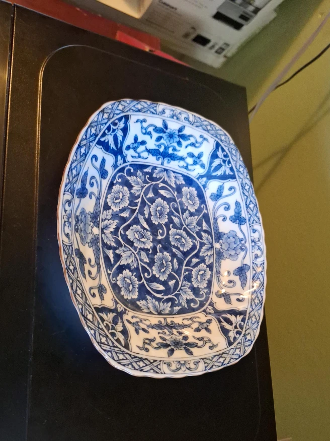 Blue and White Floral Decorative Plate
