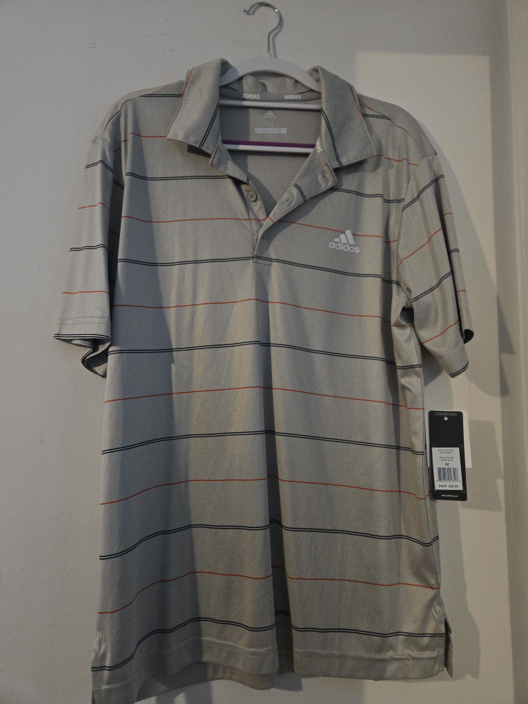 Adidas Men's Striped Polo Shirt - Size M