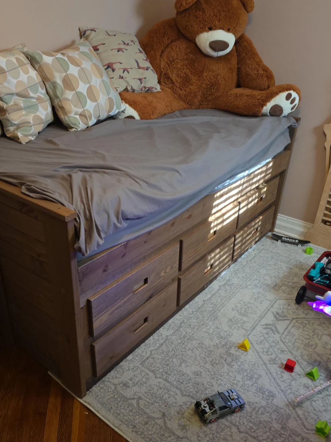Wooden Twin Storage Bed Frame with Drawers