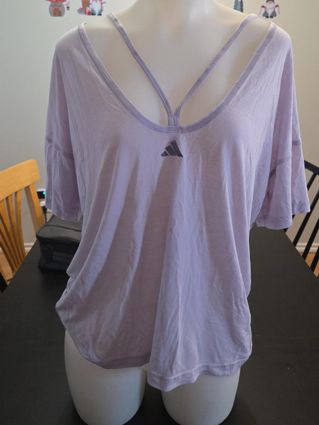 Adidas Light Purple Cut-Out Neck T-Shirt