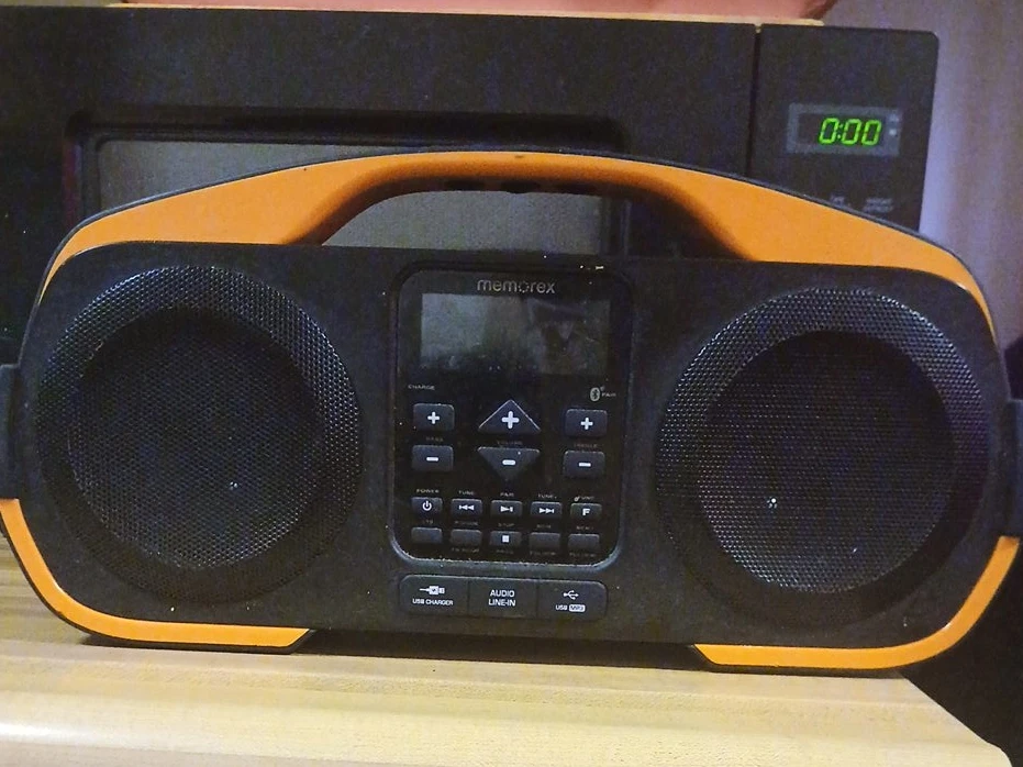 Memorex Portable Boombox with Bluetooth and USB Charger