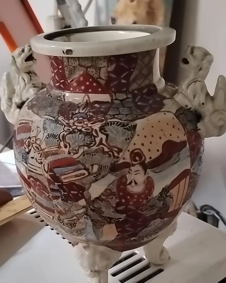 Vintage Vase with Foo Dog Handles