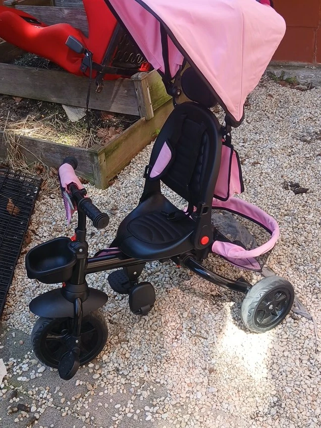 Pink and Black Toddler Tricycle with Canopy