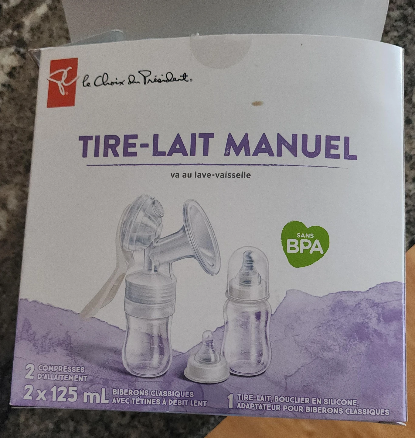 President's Choice Manual Breast Pump with 2 x 125 mL Bottles