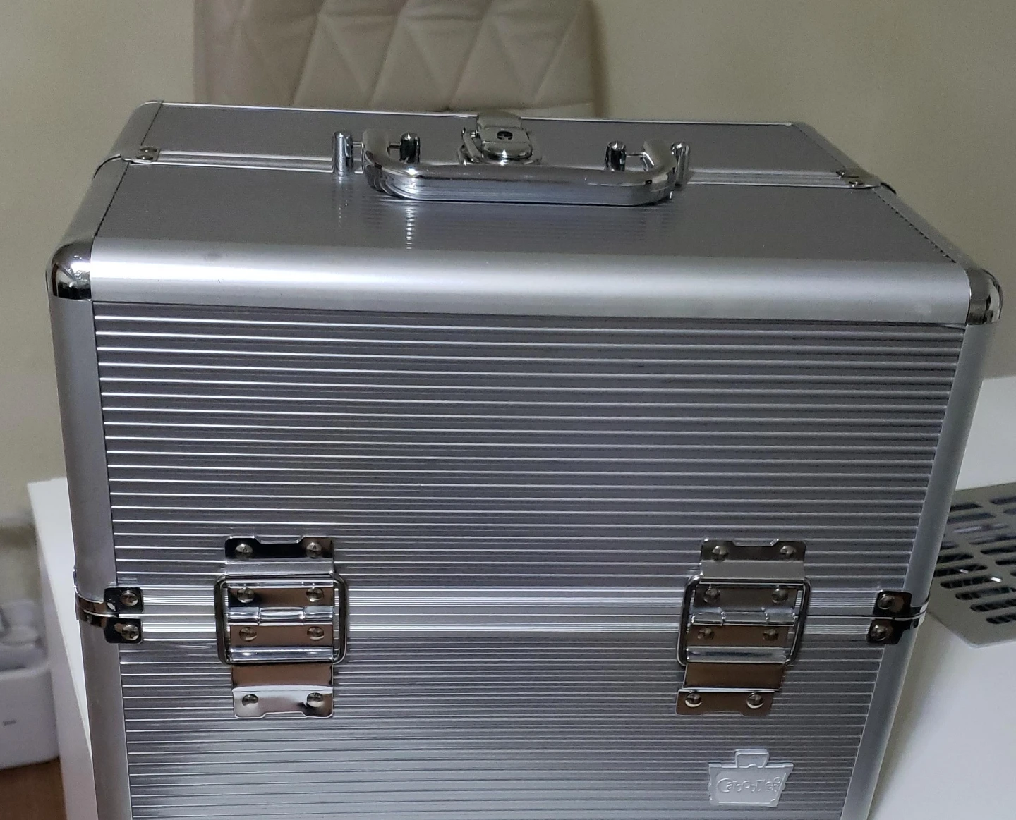 Silver Train Case for Makeup or Tools