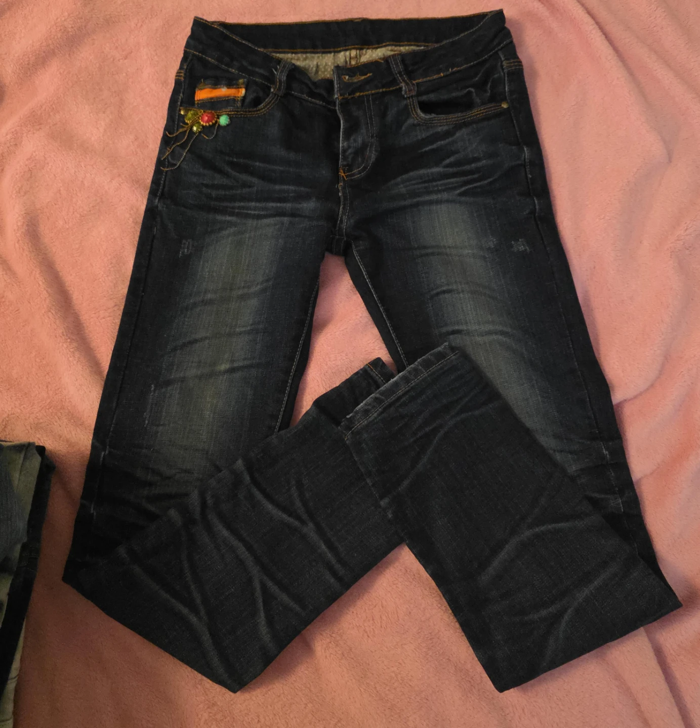 Blue Denim Jeans with Embellishment