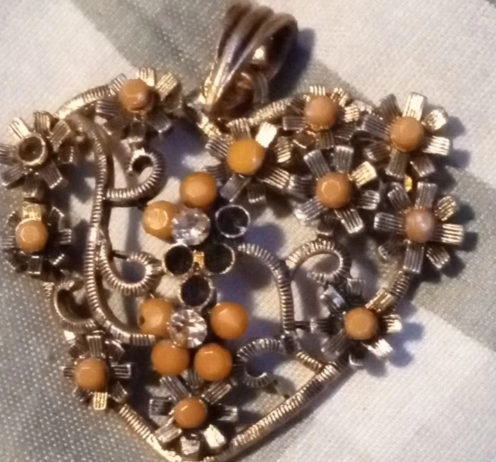 Vintage Floral Heart Pendant Necklace