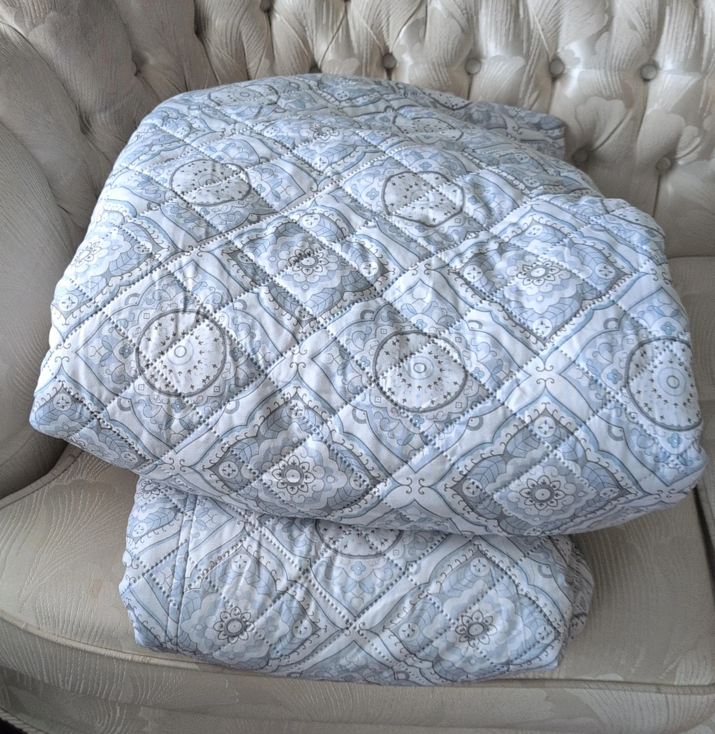 Light Blue Quilted sofa covers