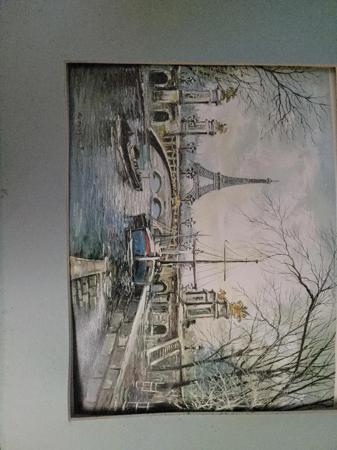 Framed Paris Seine River Painting