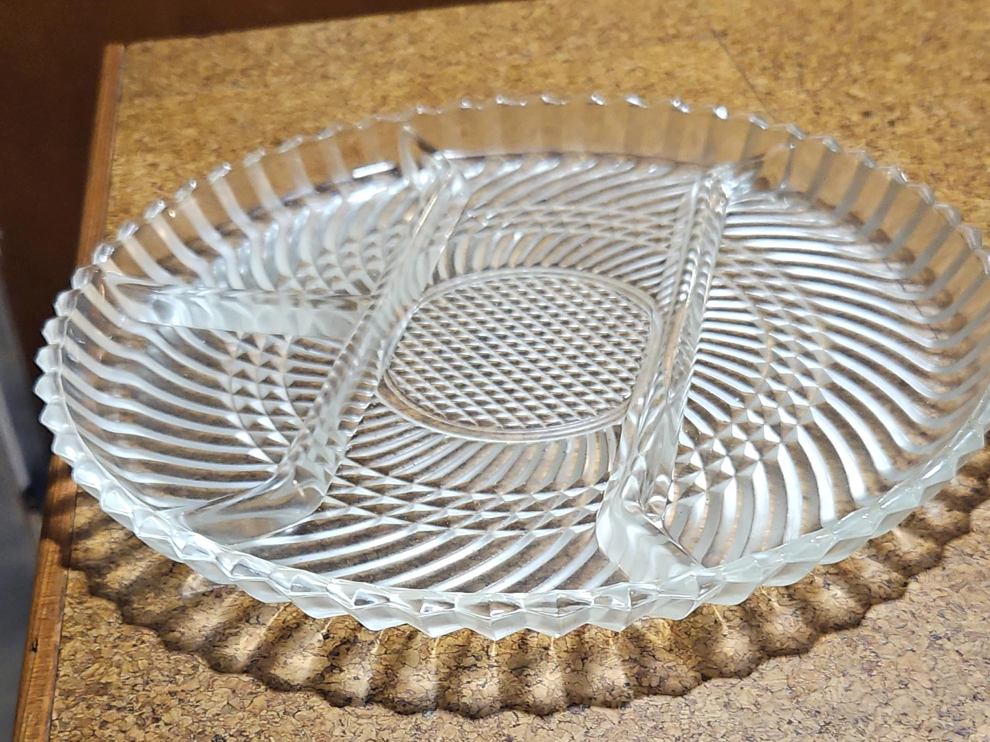 Clear Glass Divided Serving Platter