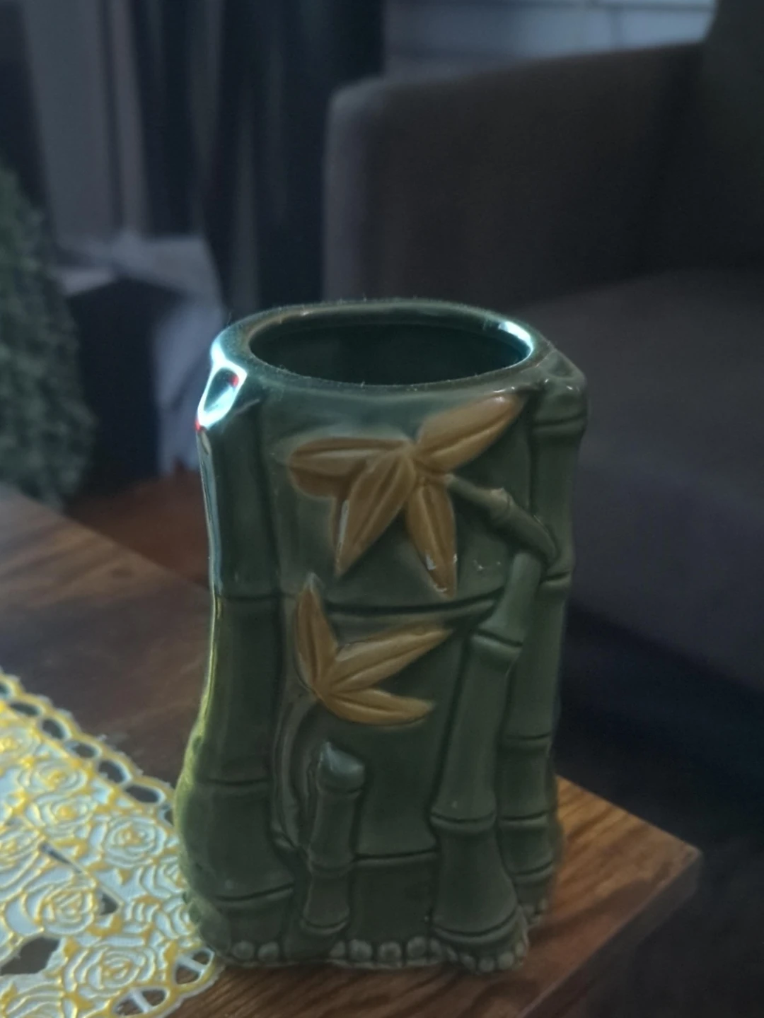 Green Bamboo Ceramic Vase