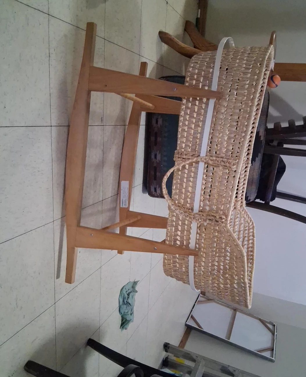Woven Bassinet with Wooden Stand
