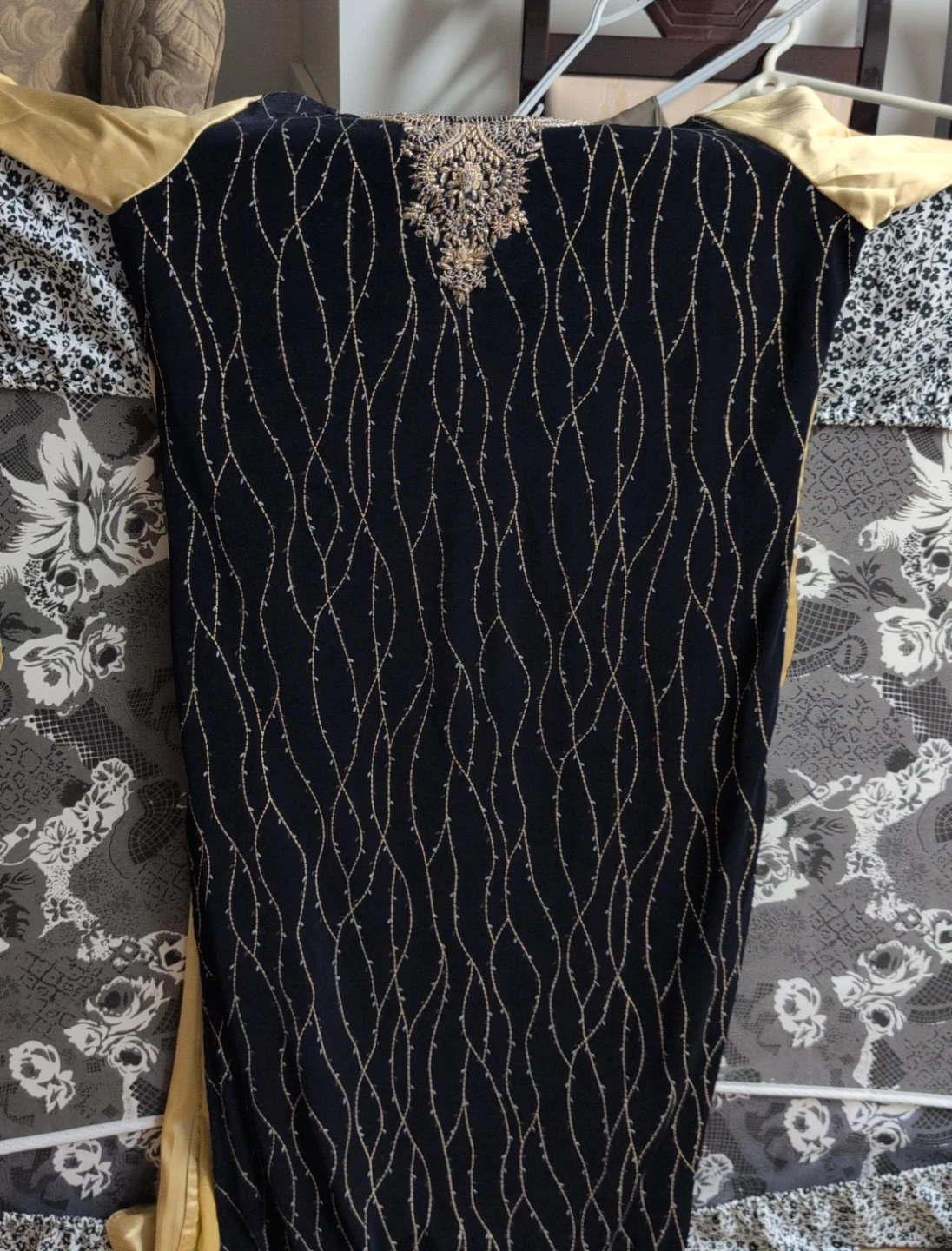 Black & Gold Embroidered Kurti only top