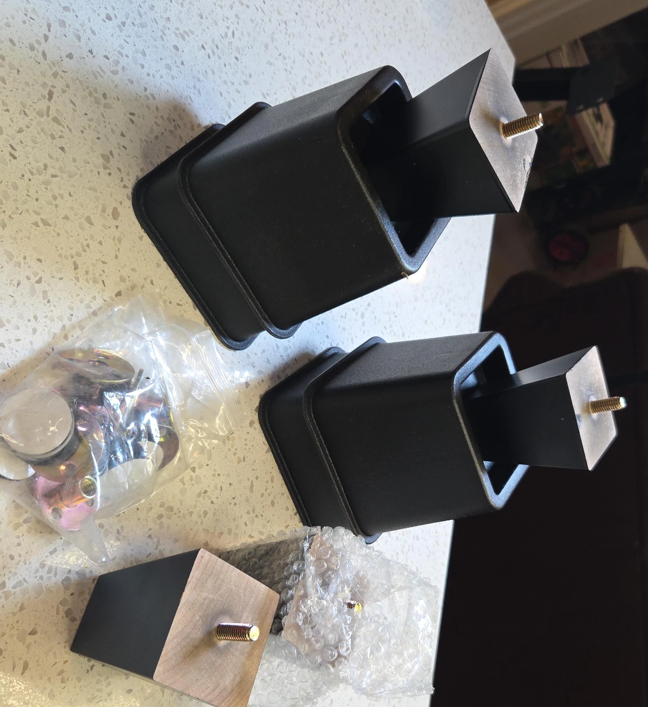 Set of 4 Black Furniture Legs and Risers