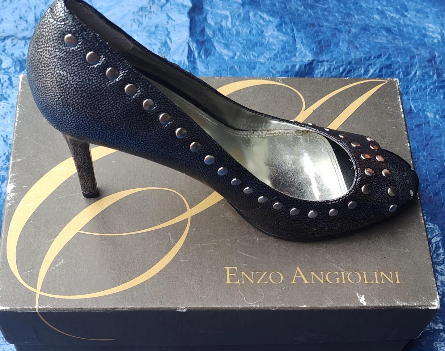 Enzo Angiolini Black Studded Heels
