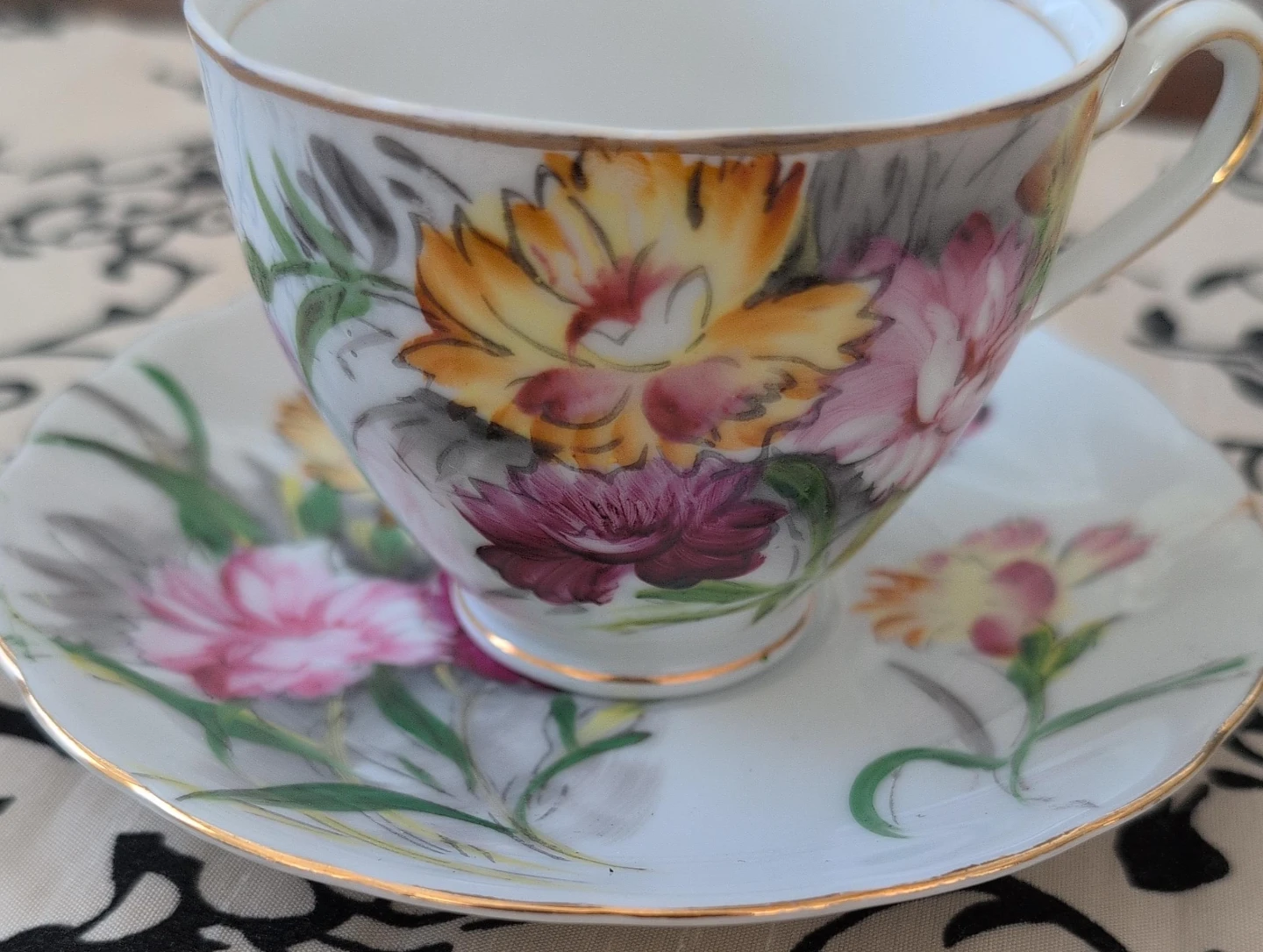 Kasyu Ware Fine China Cup and Saucer Set