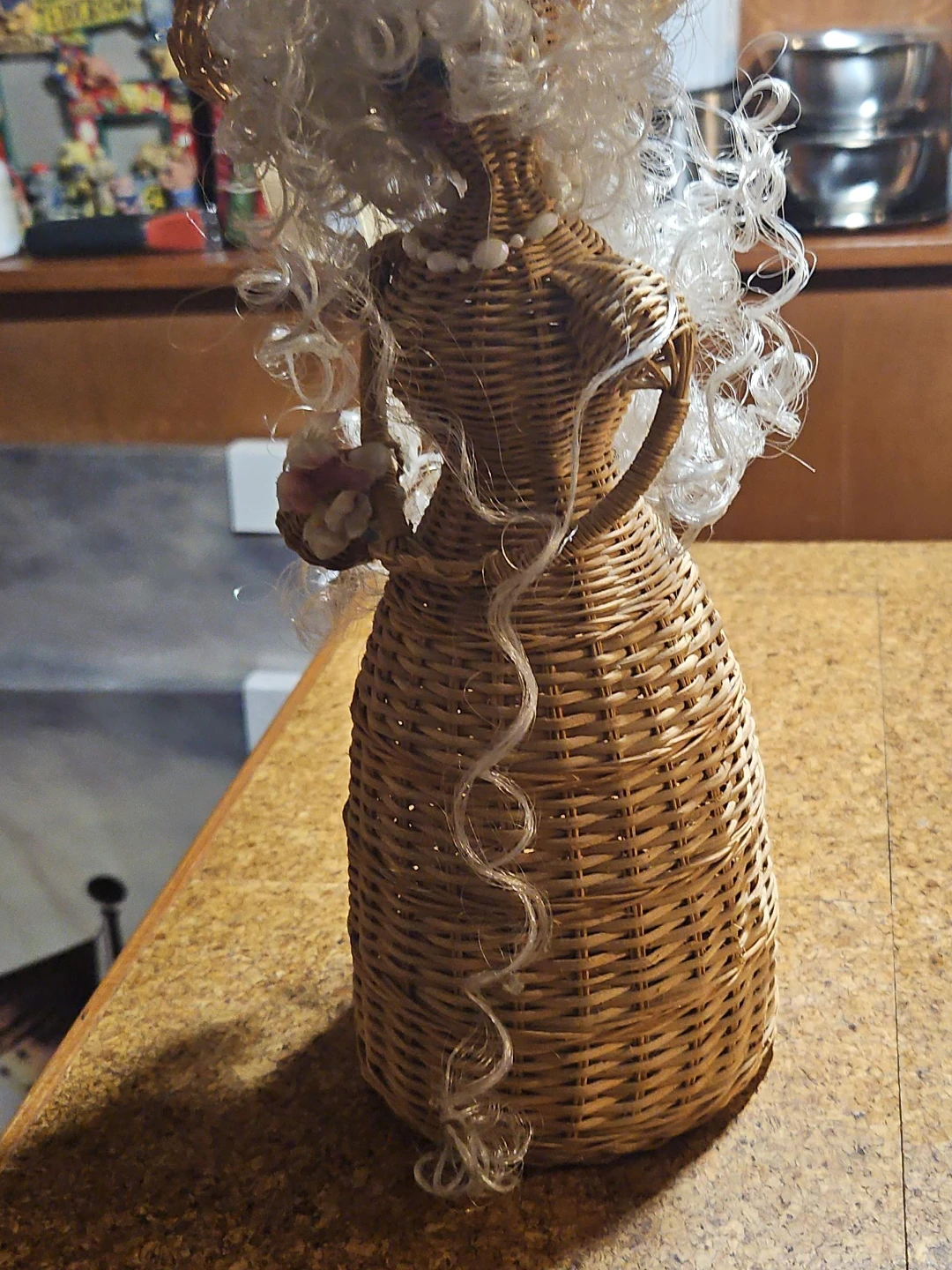 Wicker Doll Decoration with Hat