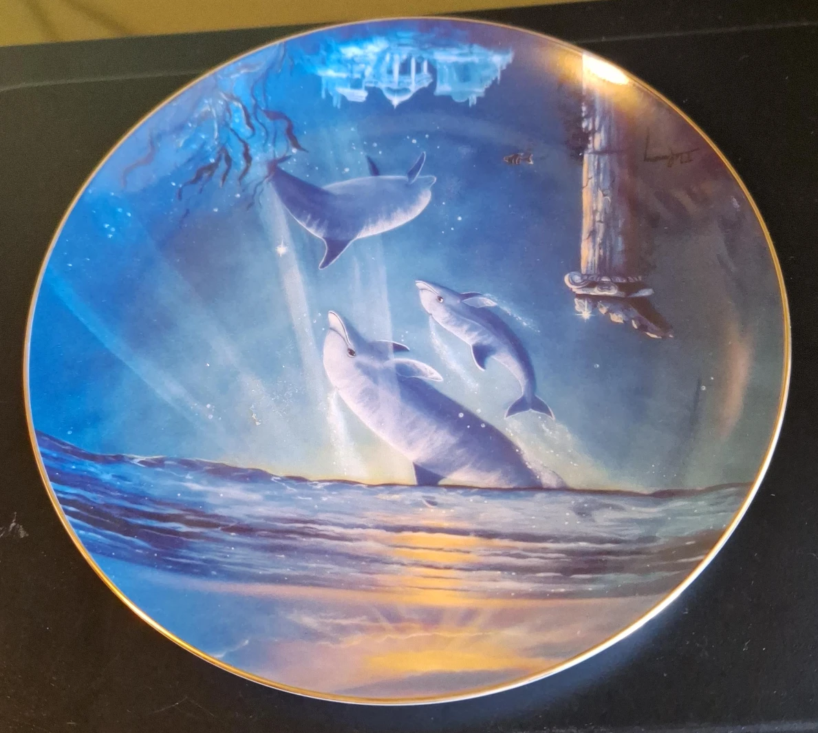 Decorative Plate with Dolphins