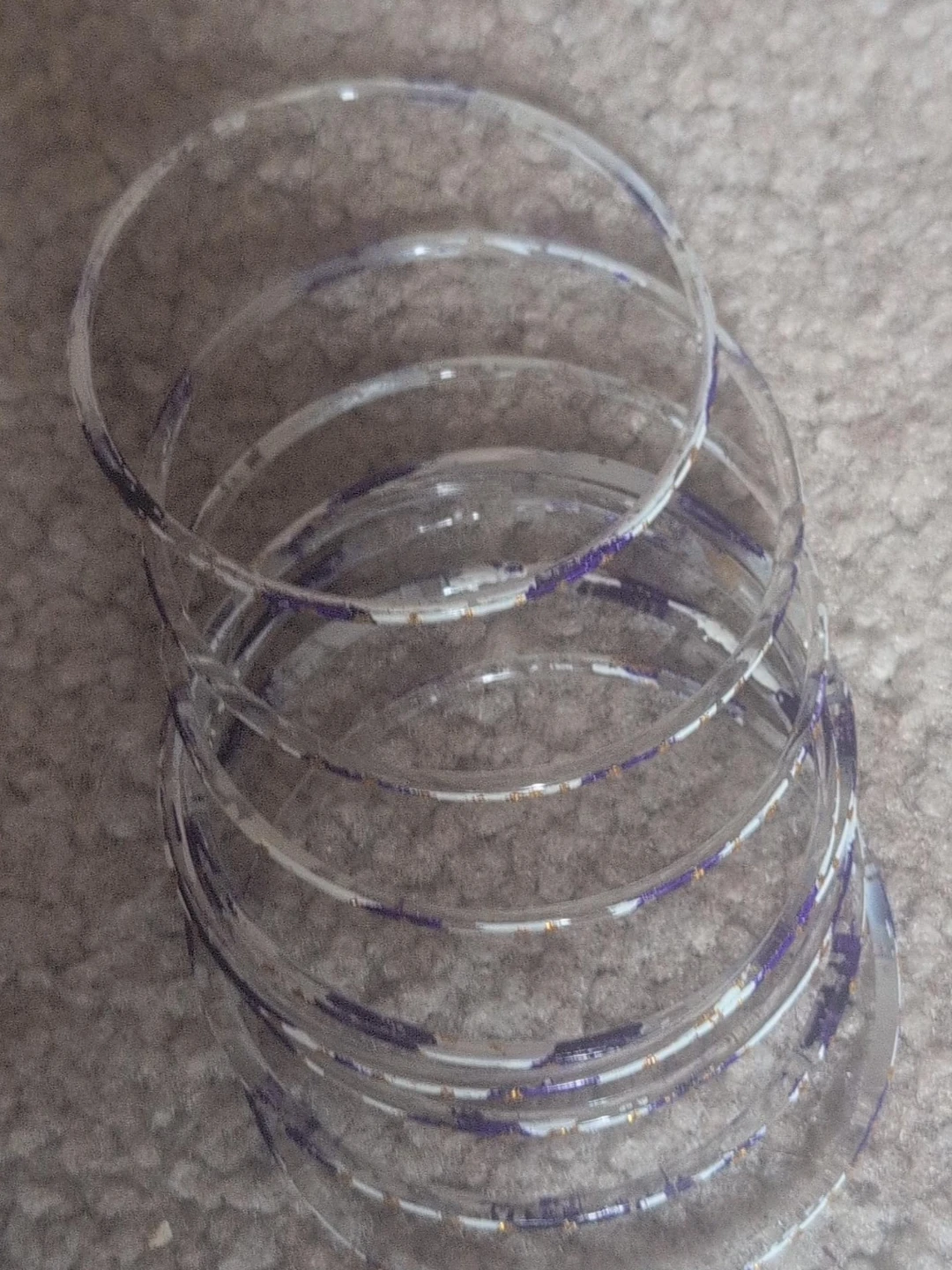 Clear Bangles with Purple and Gold Accents