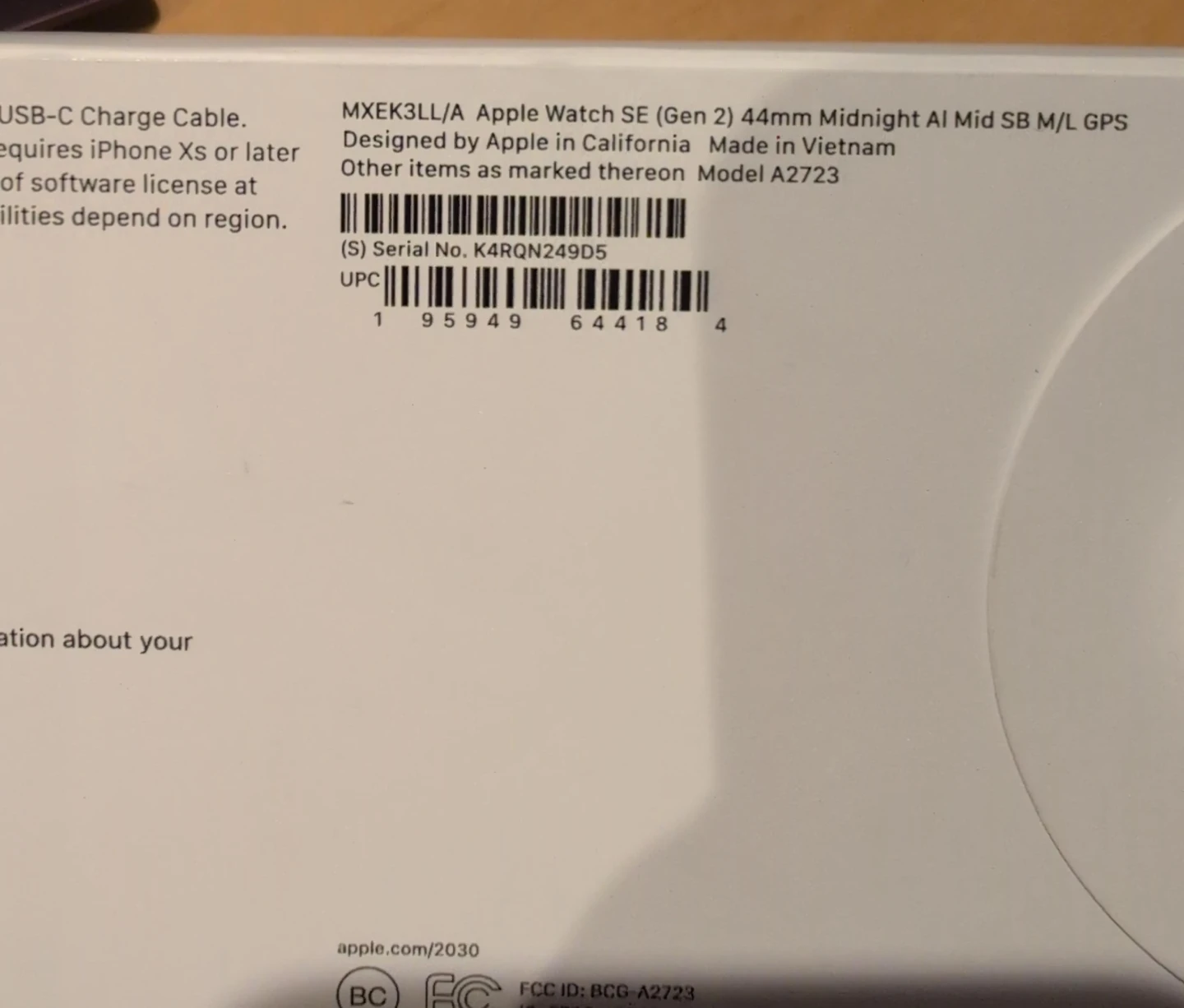 Apple Watch SE (Gen 2) 44mm Midnight GPS