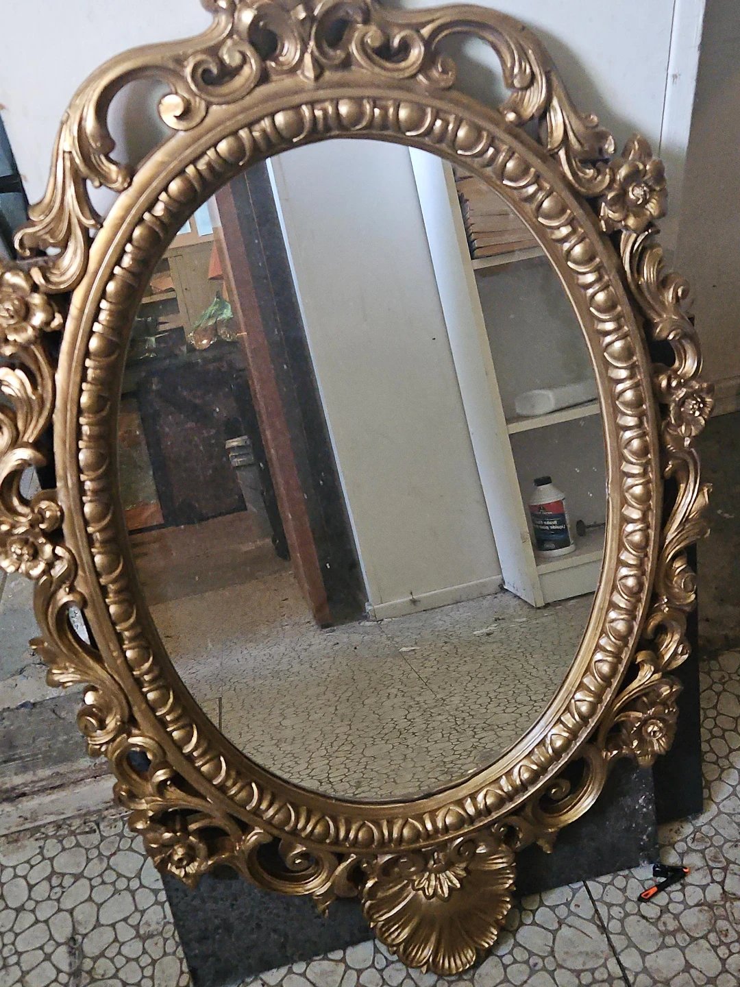 Ornate Gold Oval Mirror