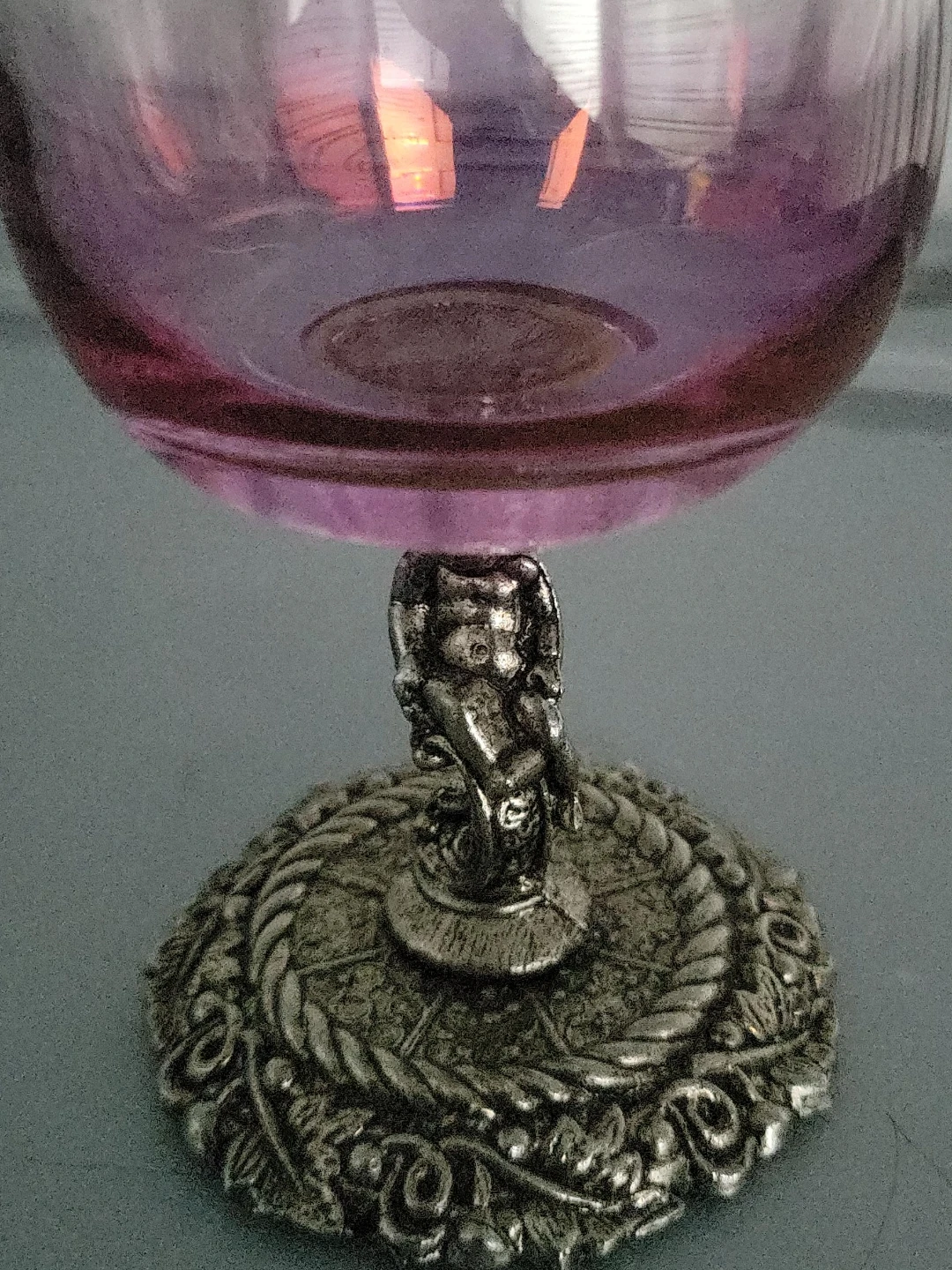 Decorative Glass Dish with Cherub Base